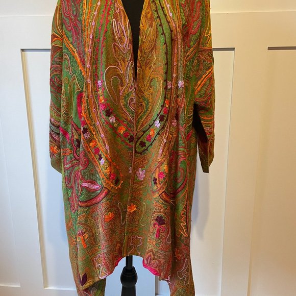 Soft Surroundings Embroidered Kimono Women's, Large, Wool Blend - Picture 3 of 7